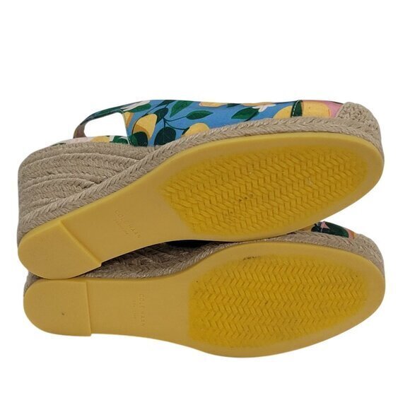 Cole Haan Slingback Espadrille Wedge Sandals 5.5 Multicolor Fabric - Picture 7 of 10